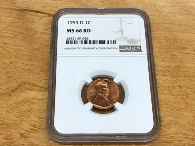 1953 D NGC MS 66 RD Lincoln Wheat Cent 1c Red/Red Beautiful Certified Coin