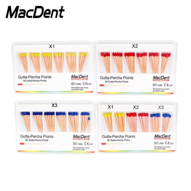 60 Pcs Macdent Dental Endodontic Endo Root Canal Obturtaion Gutta Percha Points