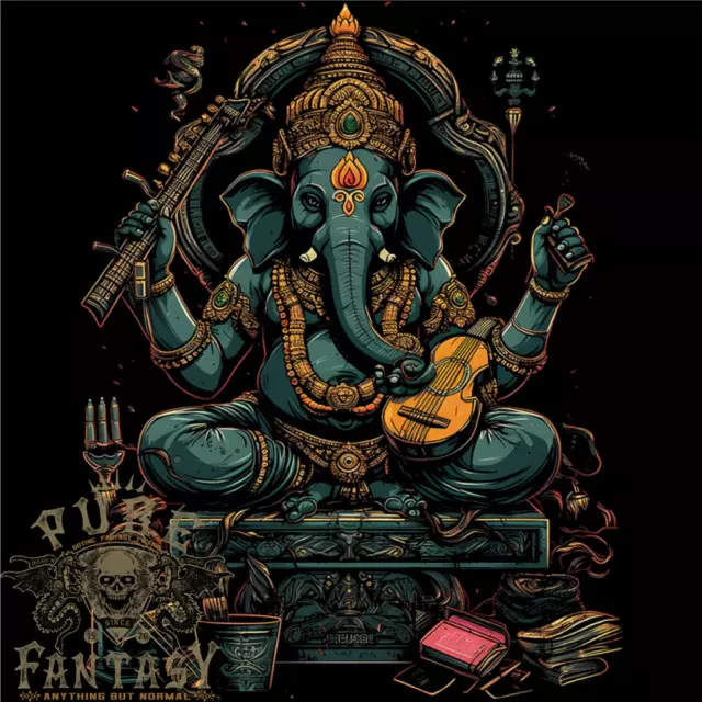 Ganesha Hindu God Ganapati Elephant Mens Cotton T-Shirt Tee Top
