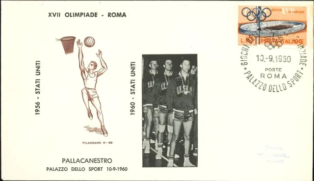 🏅 Olimpiade Roma 1960 - Pallacanestro - Oro  Stati Uniti - Special Cover