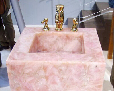 Cuarzo rosa natural ágata forma redonda lavabo encimera cocina recipiente
