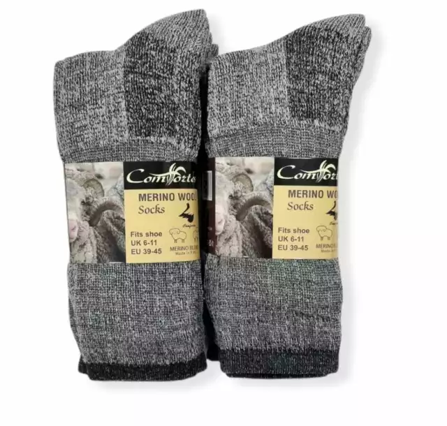 3/6/12 Pairs Mens Lambs Wool Socks Merino Winter Warm Hiking Work Boot UK 6-11