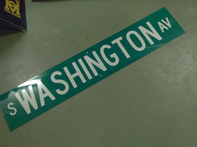 Large Original S. Washington Av Street Sign 48" X 9" White Lettering On Green