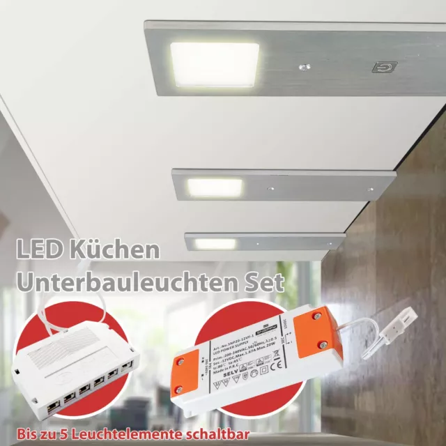 3er SET LED Küchen Unterbau Aufbau Leuchte Lampe touch dimmbar Schrank Strahler