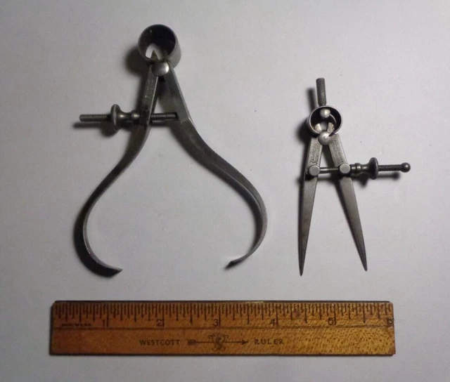 2 L.s. Starrett Machinist's Tools:  Outside Spring Caliper & Divider Pat. 1885