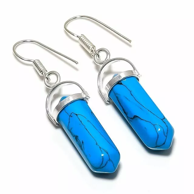 Santa Rosa Turquoise Gemstone Handmade Ethnic Jewelry Earring 1.89" TN-736
