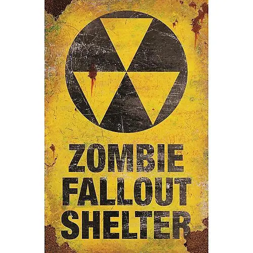 17" Zombie Fallout Shelter Metal Sign