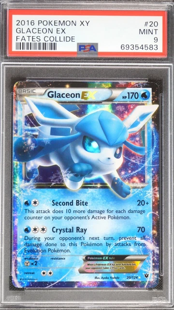 TR1 Pokemon TCG Glaceon EX Half Art XY Fates Collide 20/124 PSA 9 Mint