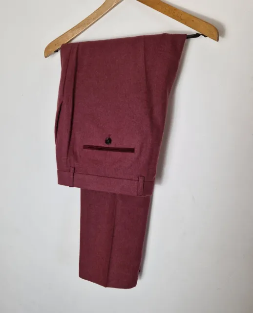 Pantaloni Harry Brown Uomo W28 L29 Miscela lana borgogna affusolata collezione Londra