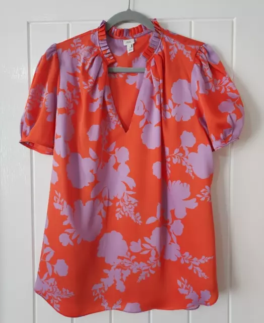 Ladies  River Island Orange/Lilac Floral Blouse Top Size 18