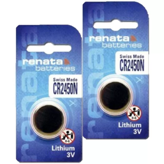 2 Renata CR2450N Lithium batteries 3V Cellule Boutons Suisse Fait Exp 2028 1bl