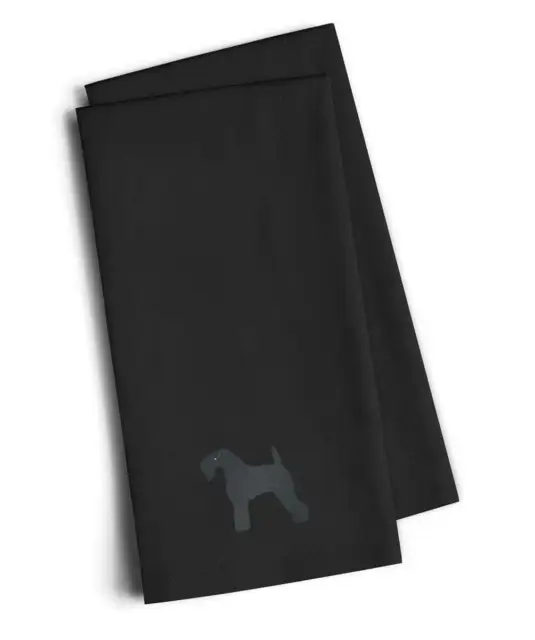 Kerry Blue Terrier Black Embroidered Towel Set of 2 BB3392BKTWE New