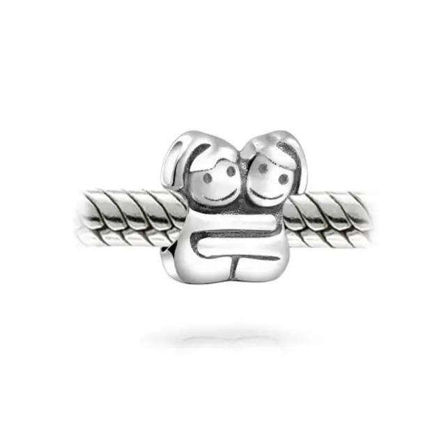 BFF Best Hugging Friends Forever Friendship Bead Charm Sterling Silver 2