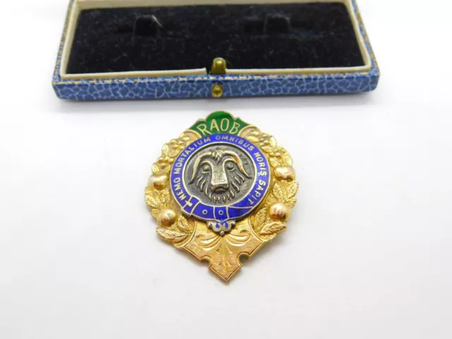 Sterling Silver Gilt & Enamel Masonic Buffalo Fob Medal Antique 1934 London