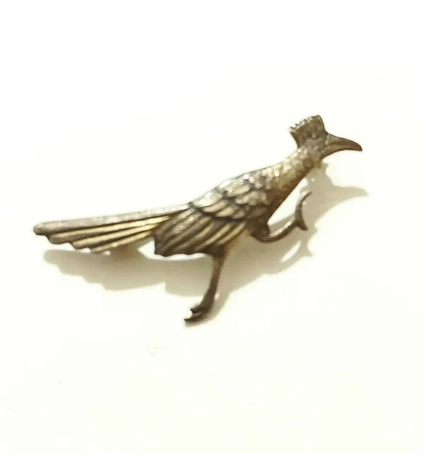 Vintage Native Sterling Silver Road Runner Brooch / Pin - 2” x 1”