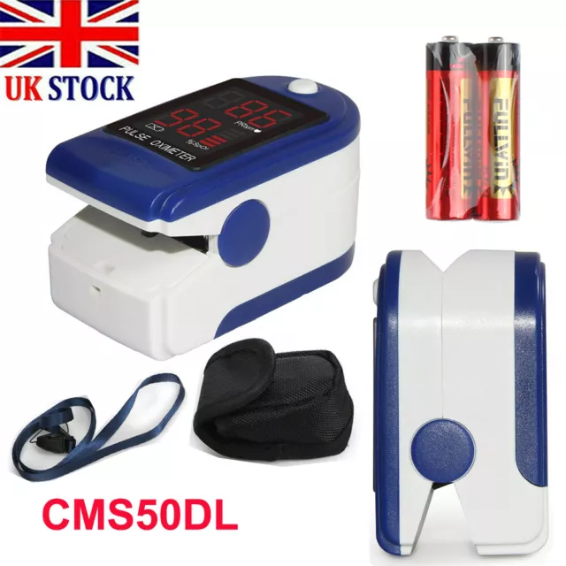 CMS50DL LED Fingertip Pulse Oximeter Blood Oxygen HR SPO2 Sensor Cover Batteries