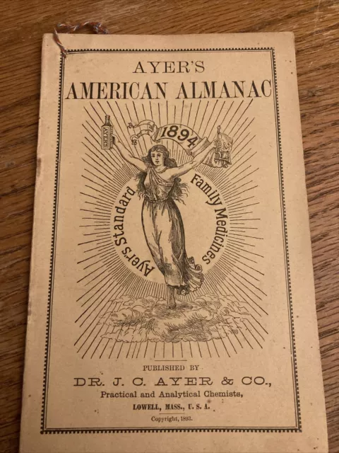 Ayer’s American Almanac Cherry Pectoral Sarsaparilla Hair Vigor Canton NY 1894