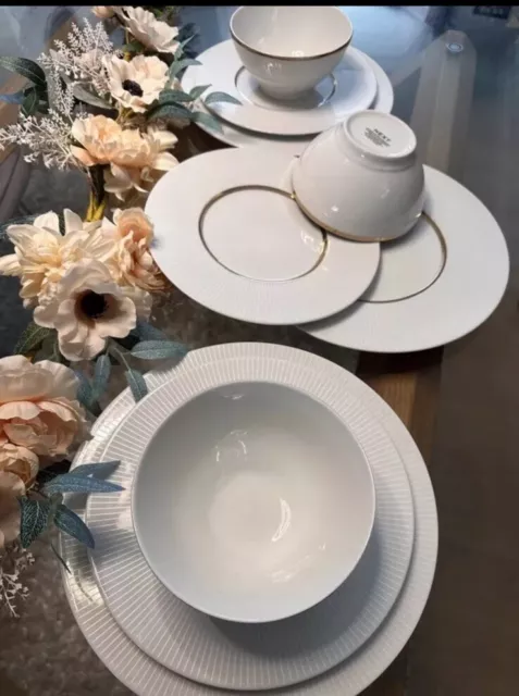 NEXT WHITE 12PC Belgravia Dinner Set Gold Trim Pleated Luxe Dining Tableware 68 44.89 PicClick UK