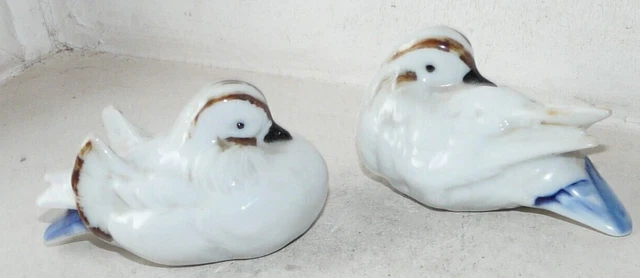 Couple De Pigeons Paire De Figurines En Porcelaine