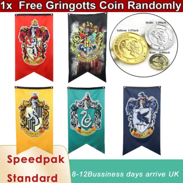 5x Harry Potter House Banner Flag Gryffindor Slytherin Ravenclaw Hufflepuff Gift