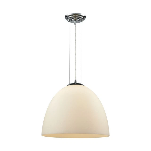 14 Inch One Light Pendant-Opal White Linen Glass Color - Pendants -