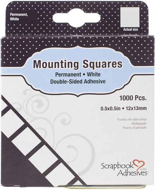 Adhesivos Scrapbook cuadrados de montaje 1000/paquete permanente, blanco, . 093616016084