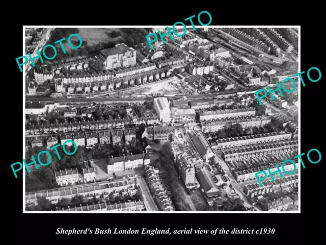 OLD POSTCARD SIZE PHOTO SHEPHERDS BUSH LONDON ENGLAND AERIAL VIEW c1930 2