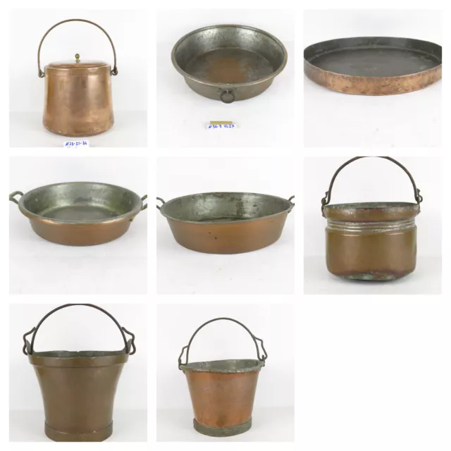 8 Ramas Antigua Cobre Cubo Olla Hornear Antigua de Cocina Decoración VS27