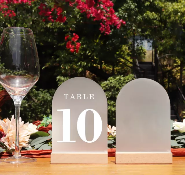 Acrylic Sign Blank Sheet with Wooden Stands Holders Wedding Table Numbers, 10...