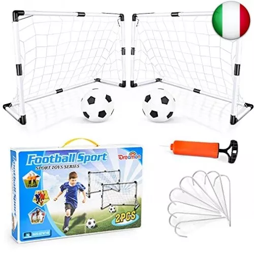 Dreamon Set di 2 Porte da Calcio per Bambini con Palla e Pompa, Porta da Calcio