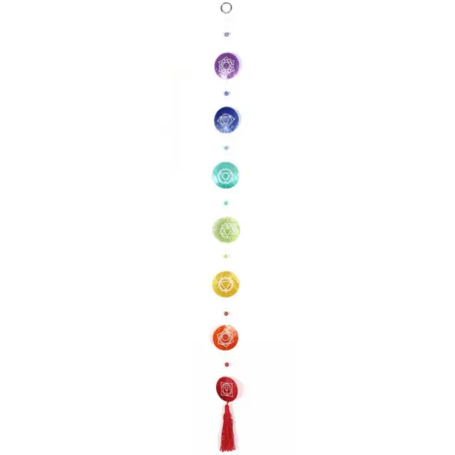 Sacred Essence Capiz Shell String With Chakra Colour Symbols 4.5cm x 80cm