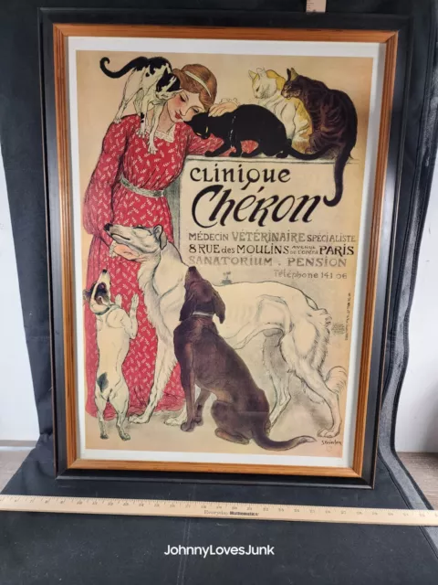 Vintage Clinique Chéron Art Print Lithograph Framed French Wall Decor