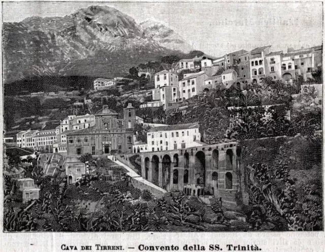 Cava dei Tirreni: Abbazia della Santissima Trinità. Stampa antica del 1902