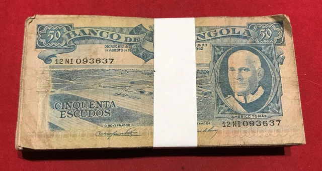 PORTUGUESE ANGOLA - 1962 50 Escudos FINE/VF - 100 PIECES LOT