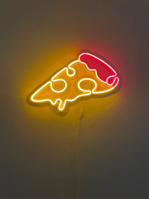 Scritta Led Insegna Luminosa Pizza Kebab - Led 48x25 Cm, Perfetta Per Locali E Vetrine Tabella Pubblicitaria Luminosa