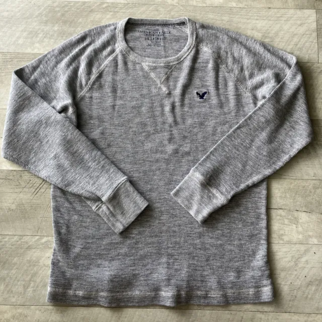 American Eagle Shirt Adult Extra Large Grey Thermal Long Sleeve Mens