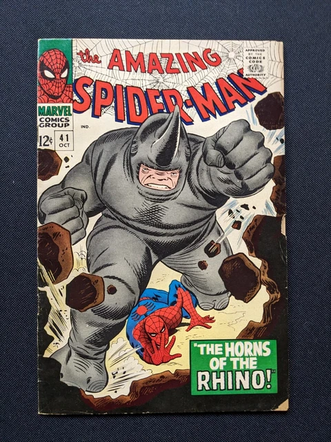 AMAZING SPIDER-MAN 41 🔑1ST APP OF RHINO Marvel 1966 SILVER AGE 🔥🔥🔑