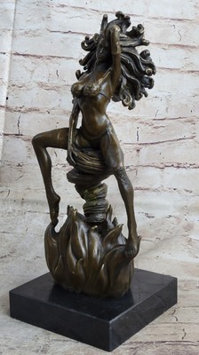 Aldo Fatto a Mano Art Nouveau Mermaid Vaso Da Aldo Vitale Bronzo Scultura Statuina 