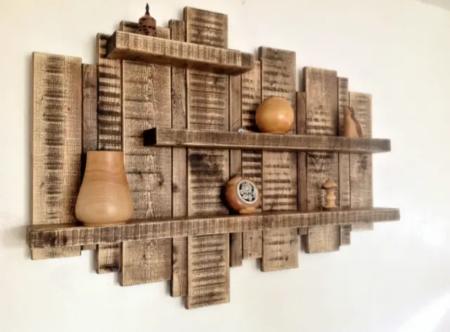 Shelving unit wall art floating shelf reclaimed rustic wooden decorative wooden
