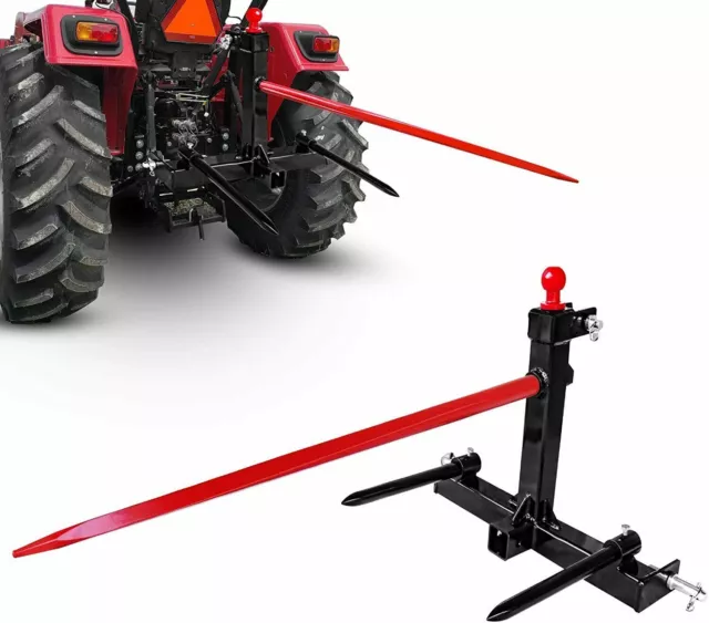 Category 1 Tractor 3 Point Trailer Hitch Quick Attach 49'' Hay Bale Spear 3000lb