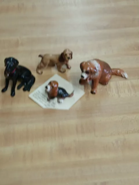 Hagen Renaker Dog Figurine Lot Of 4 Lab, Saint Bernard, Cocker,Hound