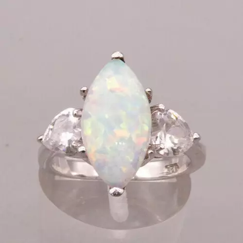 Ring Silber 925 Sterling exclusives elegantes Design mit Zirkonia und Opal