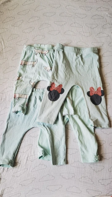 Baby Girl Leggings Bundle Mint Green Minnie Mouse 6-9 Months