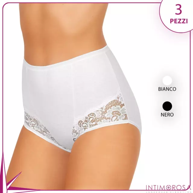 Slip culotta donna jadea 06 vita alta cotone elasticizzato 3 pezzi