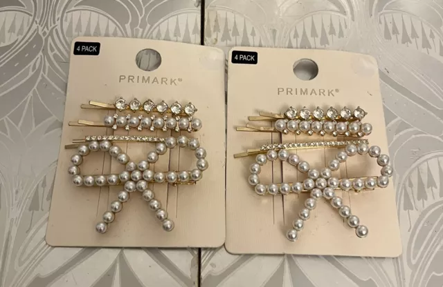 Pearl Diamanté Faux Hair Bow Clips Pins Bridal Brooch BNIP New X 8 SOLD OUT