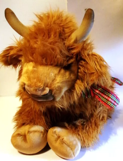 Stunning Large 30" Cuddly Plush Toy Donald The Highland Cow By Sawley Fine Arts