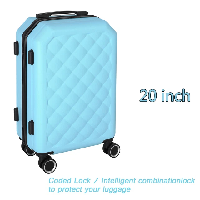 20& LUGGAGE CHECKED ABS Hardshell Suitcase Spinner Carry On TSA Lock