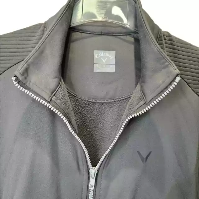 CALLAWAY TECH FLEECE Golf Jacket Mens Medium Full Zip Ottoman Gray Long ...