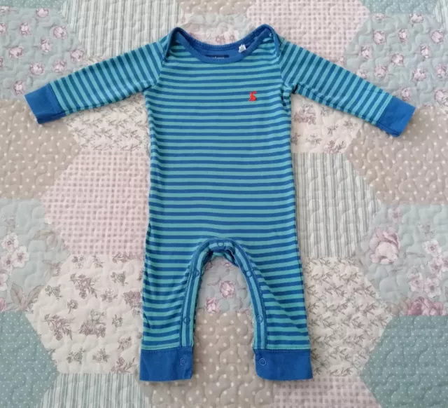 Joules Baby Boy's Blue & Green Striped Footless Romper Size 3-6 Months