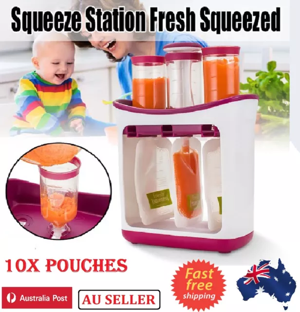 Infant Fresh Baby Feeding Food Squeeze Station Pouches Toddler Fruit Puree Maker